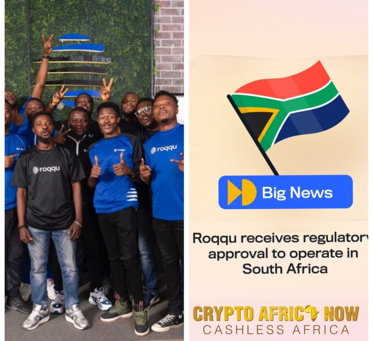 Nigerian cryptocurrency exchange Roqqu receives approval from South African regulators to expand operations.